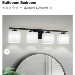 Modern 4-Light Bathroom Vanity Light in Matte Black with White Shades